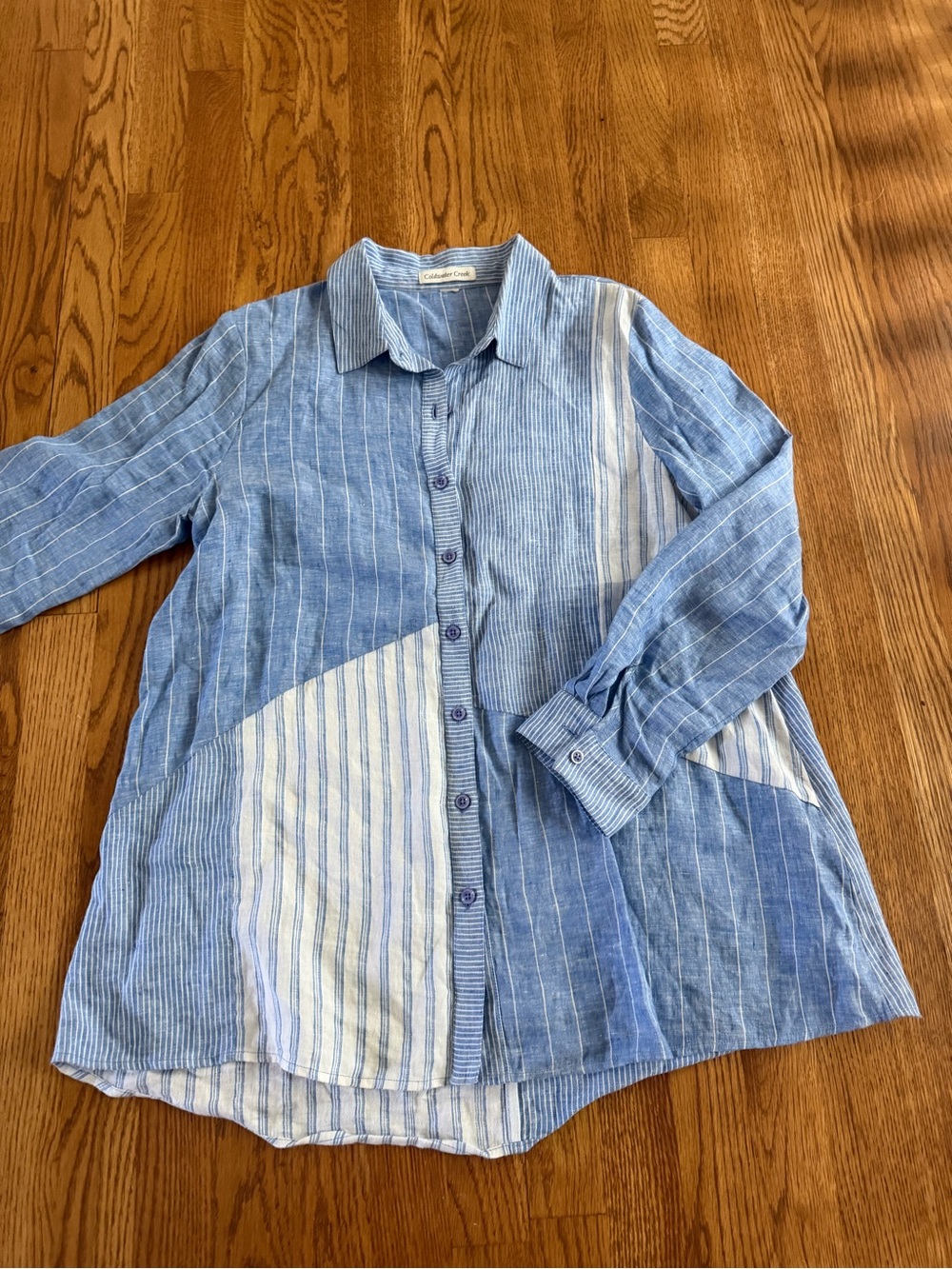 Coldwater Creek Patchwork Linen Button Down